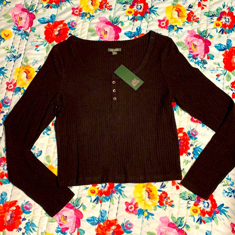Wild Fable Black Ribbed Crop Top